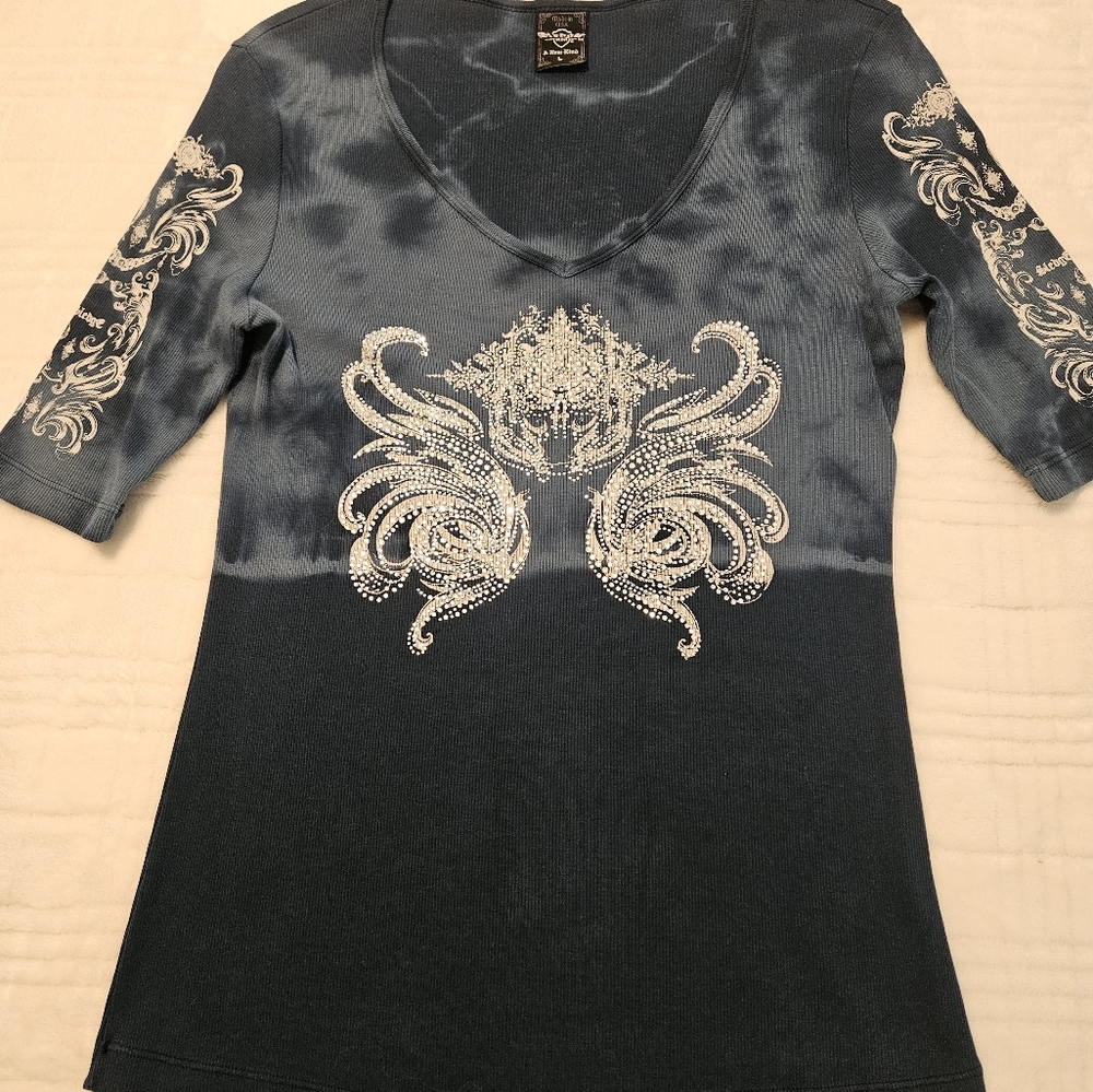 Sledge USA Ribbed Shirt with Rhinestones - L
